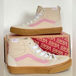 New Vans Ashwood Hi Decon Oatmeal/Pink High Tops Youth 3
